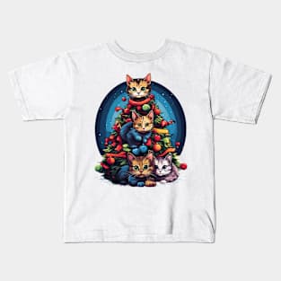 Cat Christmas Tree Kids T-Shirt